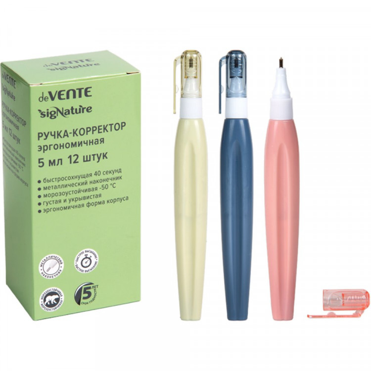 Корректирующая ручка 05мл deVENTE sigNATURE металический наконечник ассорти арт.4060503 (Ст.12/360)