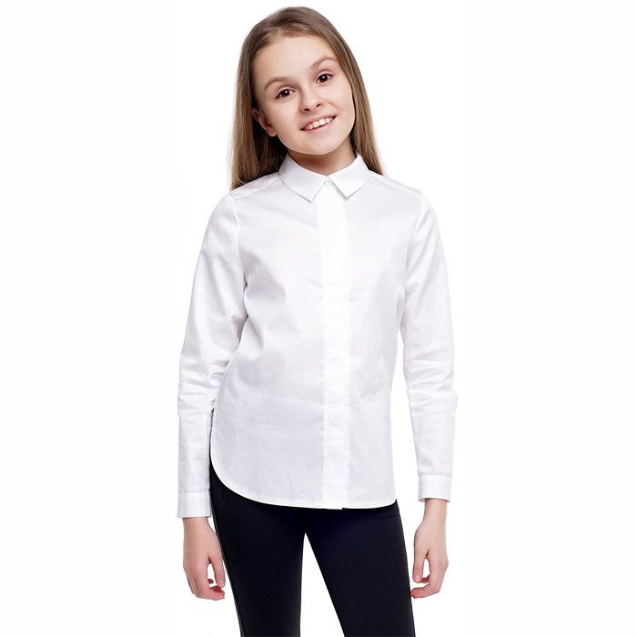 Блузка для девочки (Клевер) длинный рукав цвет белый арт.712432 размерный ряд 36/140-42/158