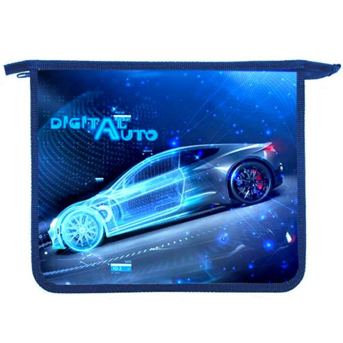 Папка школьная для тетрадей А5 на молнии (ОНИКС) Digital auto арт ПТ-715