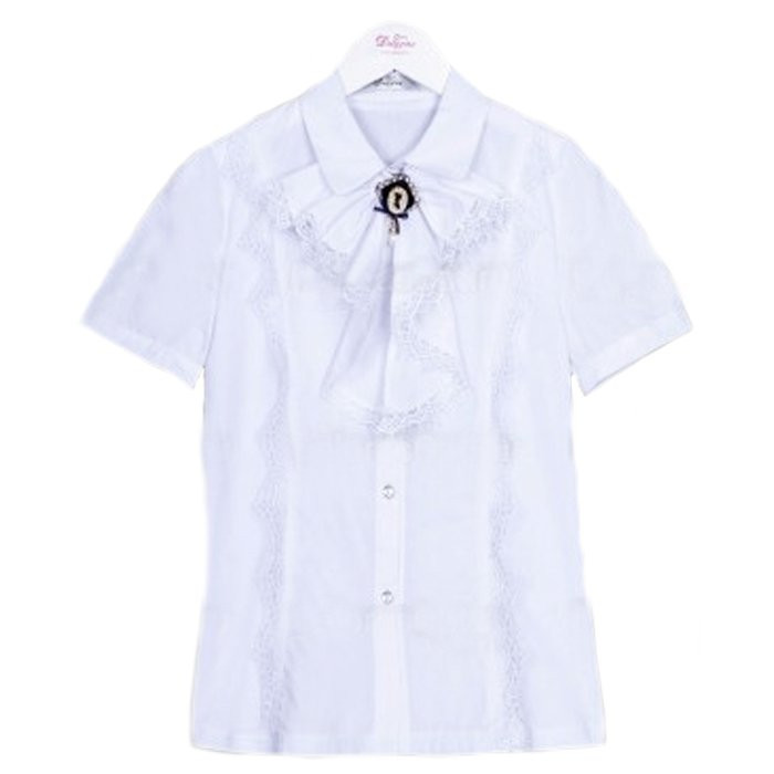 Блузка для девочки (Делорас) короткий рукав цвет белый арт.C62580S размер 42/158
