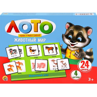 Игра настольная Лото пластиковое Животный мир (РК) арт.ИН-0486