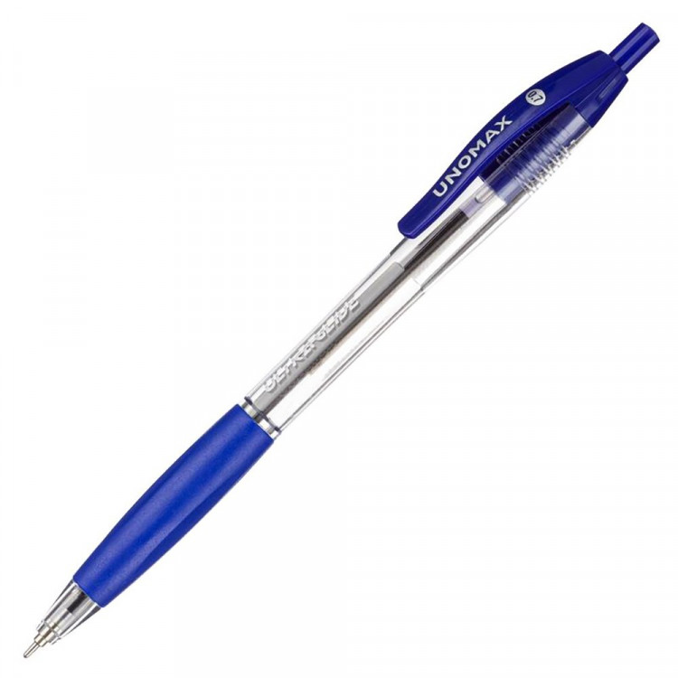 Ручка шариковая  автомат (Unomax) UltraGlideRT проз.корп. рез.упор. синий, 0,3мм, масло арт.1680861 (Ст.)