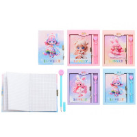 Блокнот А5 твердая обложка 48 листов (MC Basir) Девочка Lovely с замочком + ручка ассорти арт.МС-7479