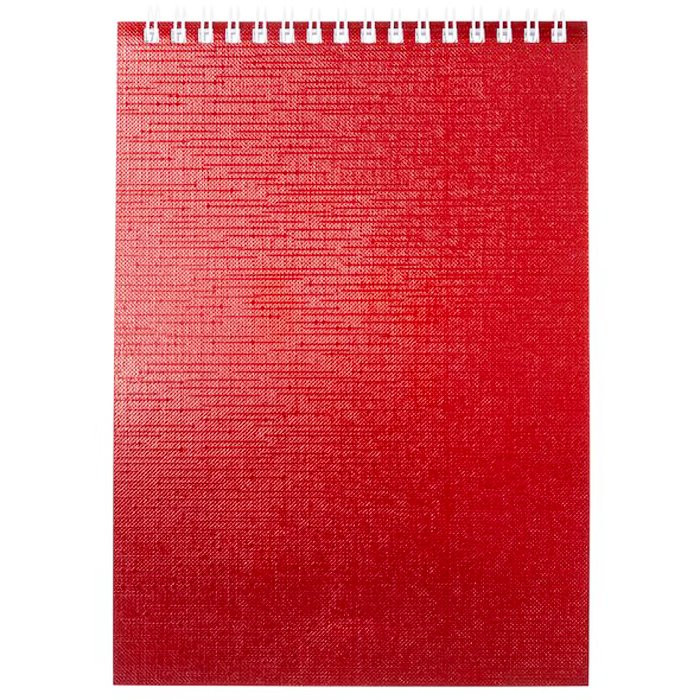 Блокнот А5 мягкая обложка на гребне 80 листов (Hatber) Metallic Красный бумвинил арт 80Б5бвВ1гр