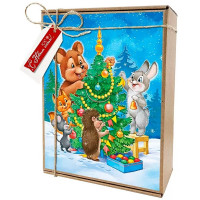 Набор д/упаковки "Ретро.Наряжаем вместе" (наполн,открыт,бечев,2бир) 23*17*8см арт.93,066,00