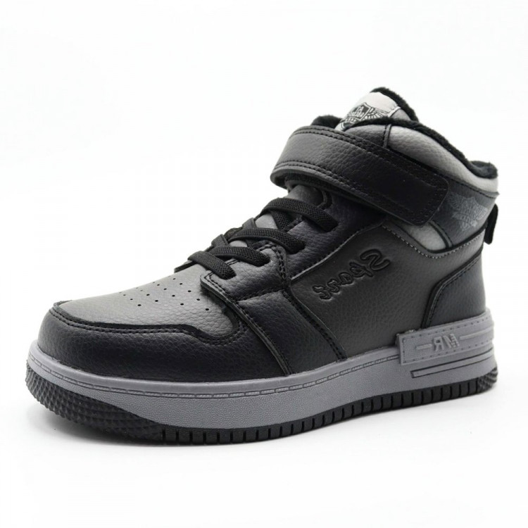 Ботинки для мальчика (МЫШОНОК) черные верх-искусственная кожа подкладка - байка размерный ряд 32-37 арт. jwg-T386B
