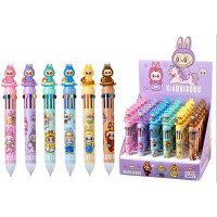 Ручка многоцветная 10-цветная (Mazari) Зубастик 0,7мм сменный стержень 68 мм ассорти арт.8008