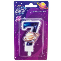 Свеча ЦИФРА Космос "7" 09см арт.622107