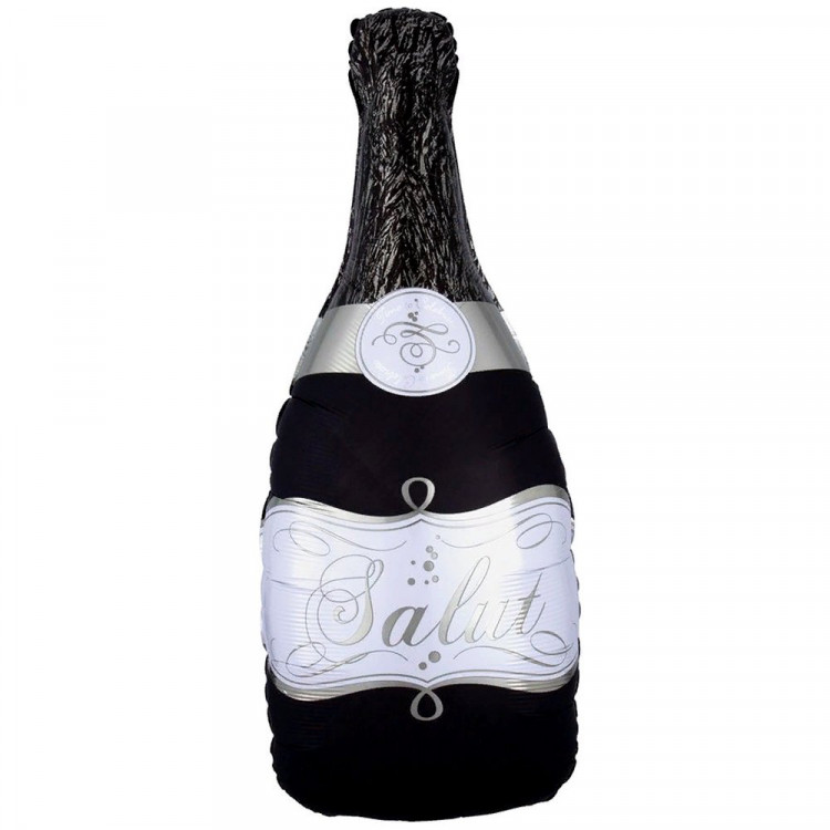 Шар фольгированный 100см Фигура "Бутылка шампанского" черный арт.1207-4545