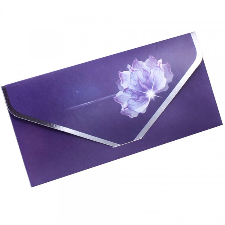 Открытка-конверт "Цветок на фиолетовом" металлизированный арт.БКМ-00012