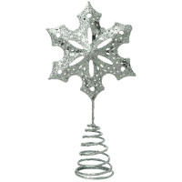 Наконечник на ёлку металл. 20см "Снежинка" цв.серебро арт.89023