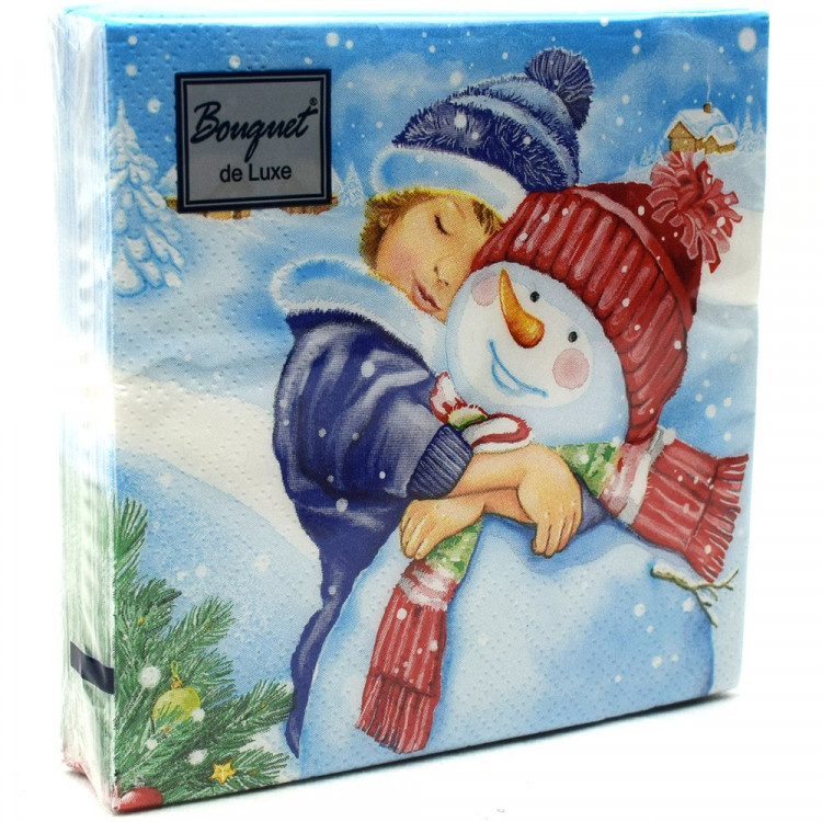 Салфетки бумажные 24*24см 3 слоя 25шт/уп. Bouquet "Зимняя любовь" арт.57868