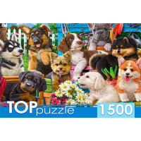 Пазл 1500 элементов TOPpuzzle Компания щенков в саду (РК) арт.ХТП1500-1588