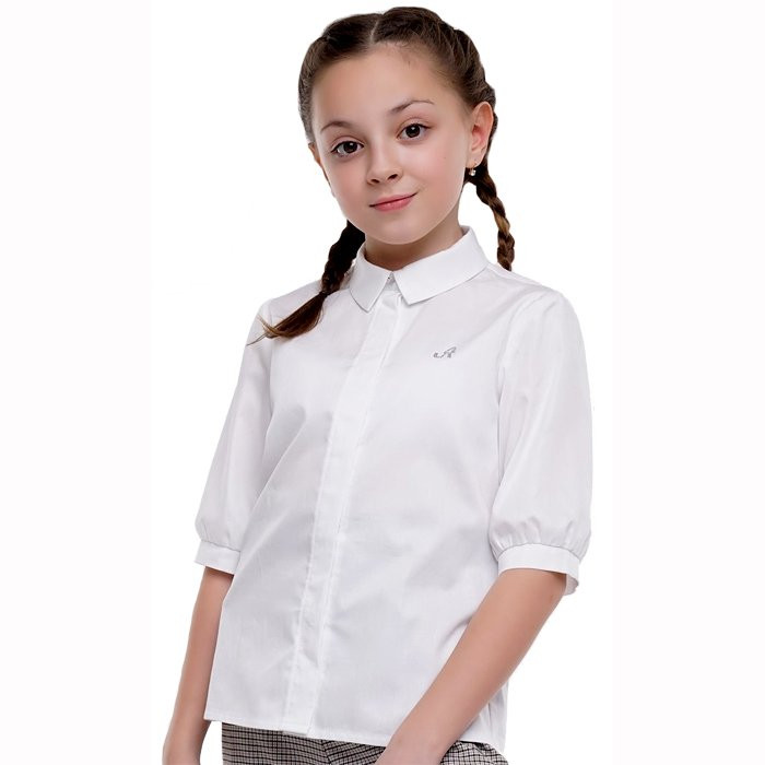 Блузка для девочки (Клевер) короткий рукав цвет белый арт.712571 размерный ряд 34/134-42/158