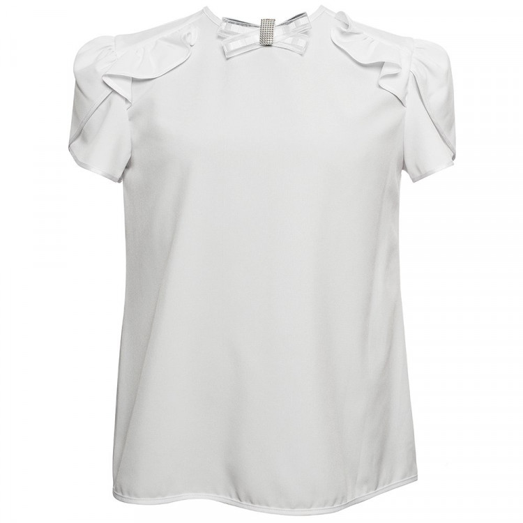Блузка для девочки (ANNA-S) короткий рукав цвет белый арт.20AS размерный ряд 32/128-42/158