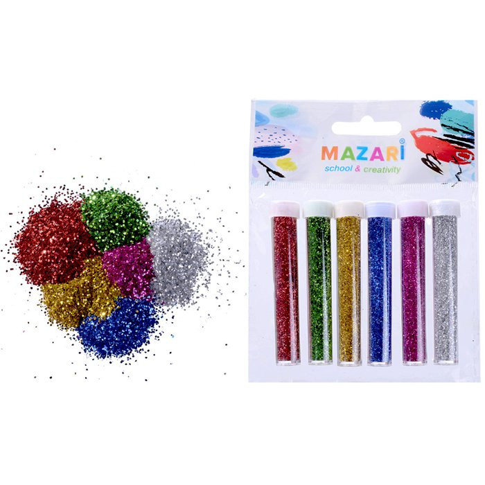 Блестки 06 цветов в наборе (Mazari) арт.M-9802
