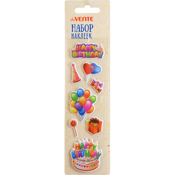 ЛИКВИДАЦИЯНаклейки (deVENTE) объемные с блеском Happy Birthday арт.8004007
