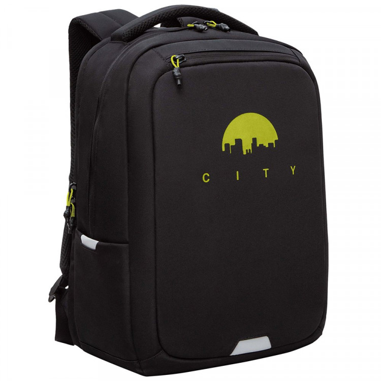 Рюкзак для мальчиков (Grizzly) арт.RU-434-3/2 черный-салатовый 29х41,5х18 см