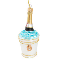 Украшение декоративное стекло "Шампанское в ведерке" 6см арт.89965