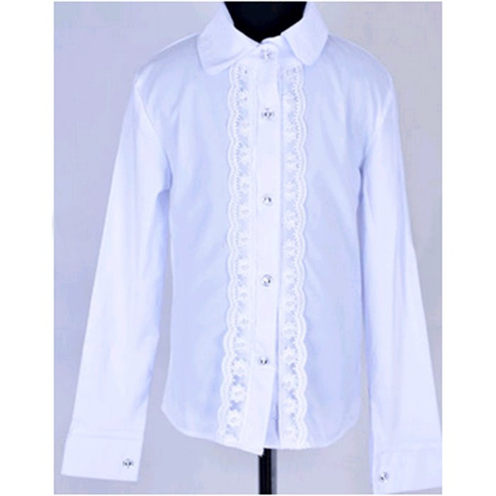 Блузка для девочки (MULTIBRAND) длинный рукав цвет белый арт.96129  размер 38/146