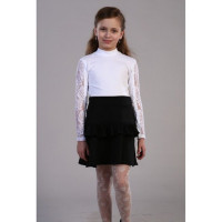 Джемпер для девочки трикотажный (Ликру) длинный рукав цвет белый арт.1077 ПРИНЦЕССА Школы.3 размерный ряд 36/146-42/164