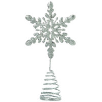 Наконечник на ёлку металл. 19,5см "Снежинка" серебро арт.89022