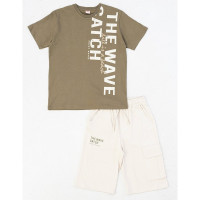 Комплект для мальчика арт.DMB 7516 размер 32/128-44/164 (футболка+шорты) цвет хаки