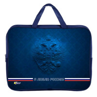 Папка А4 текстиль на молнии ручка-тесьма (ОНИКС) Герб России арт. ПМД2-20