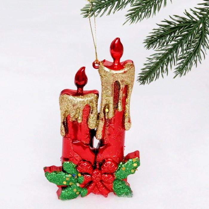 Украшение декоративное "Свечи новогодние" 18*9,5м красный арт.196-617