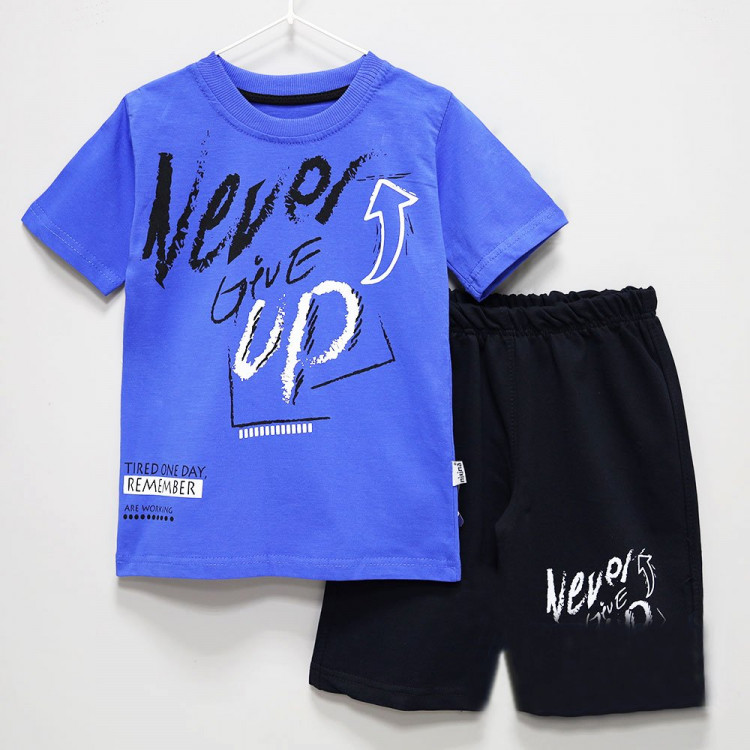 Комплект для мальчика арт.Mixima 10653 размер 30/122-36/140 (футболка+шорты) цвет синий