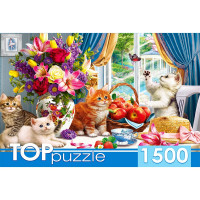 Пазл 1500 элементов TOPpuzzle Милые котята в гостиной (РК) арт.ХТП1500-1590
