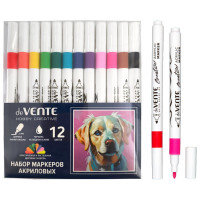 Маркеры акриловые (deVENTE) HOBBY CREATIVE Classic&Pastel 12 цветов пулевидный наконечник, ширина линии 2 мм, в пластиковой коробке