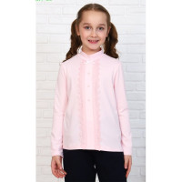 Джемпер для девочки трикотажный (Ликру) длинный рукав цвет розовый арт.0252 ЕВУШКА размерный ряд 32/128-40/158