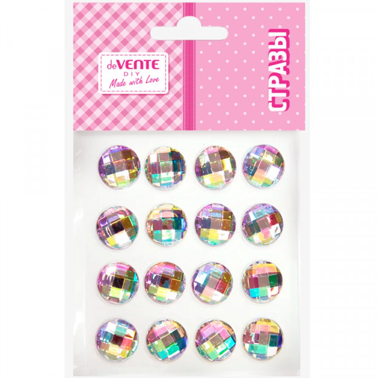 Наклейки-стразы акриловые deVENTE Радужный горный хрусталь (Iridescent Rhinestone) круглые радужные 16 штук арт8002579