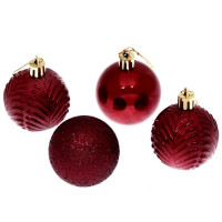 Набор шаров 05см 04шт/наб. "Микс фактур" цв.темн.рубин арт.201-0829