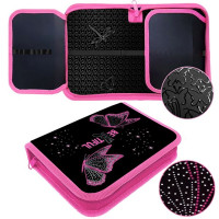 Пенал 1 отделение с 2 откидными планками (Оникс) ПКТ 09-22-19 Розовые бабочки Maxi 3D фольга 200х140х40мм ткань