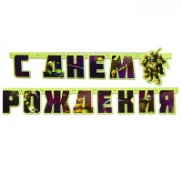 Гирлянда-растяжка С Днем Рождения! Черепашки-Ниндзя 2,06м арт.1505-0598