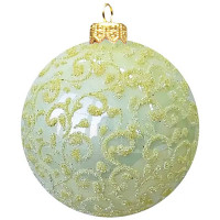 Шар стекло 8,5см "Вьюнок-веточка морозная" молочный арт.КР-85-18470/4