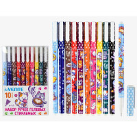 Набор ручек гелевых стираемых 10 цветов (deVENTE) Из жизни котиков d=0.5мм пластиковый блистер арт.5051425
