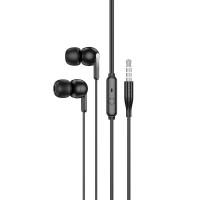 Наушники вакуумные проводные HOCO M124 Wide, с микрофоном, черный