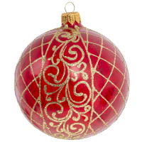 Шар стекло без упаковки /1шт/ 11см "Венецианская сетка" красный арт.716128_5