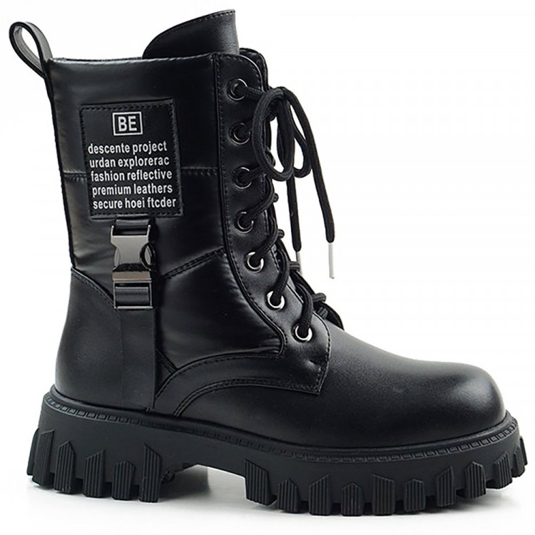 Ботинки для девочки (B&G) черный верх-искуственная кожа подкладка - искуственная шерсть  артикул dz-F379-14A