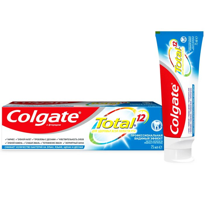 Зубная паста Colgate 75 мл Тотал 12 Про Видимый эффект (Ст.3)