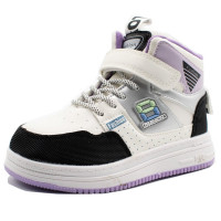 Кеды для девочки (Колобок) цвет белый верх-искусственная кожа подкладка -текстиль размерный ряд 27-32 артикул kok-6373-02