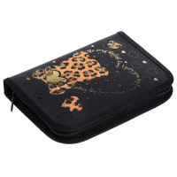 Пенал 1 отделение с откидной планкой (Hatber) Стильный мишка 190х130мм матовая ламинация 3D фольга с таблицей умножения арт.NPn_46076