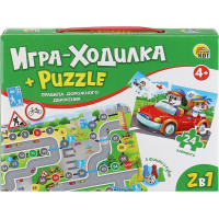 Игра настольная Ходилка + пазл (РК) Правила дорожного движения арт.ИН-8204