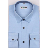 Сорочка детская приталенная длинный рукав размерный ряд 29/116-122-36/158-164  цвет голубой Brostem арт.ZHX006-2d на кнопках