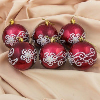 Набор шаров 06шт 08см "Цветочные кружева" бордовый арт.3259731