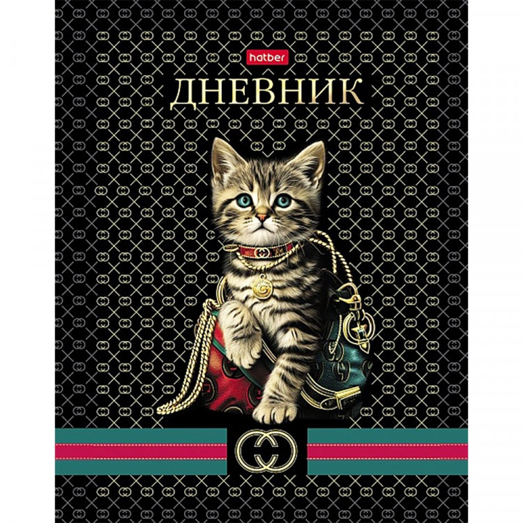 Дневник школьный твердая обложка (Hatber) Cat fashion ламинация Soft-touch 3D фольга арт.40ДТ5лофВ_33673