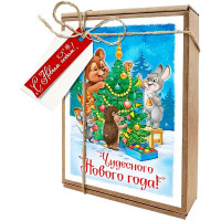 Набор д/упаковки "Ретро.Зимнее веселье" (наполн.открыт.бечевка,2бирки) 17*13*4см арт.93,072,00